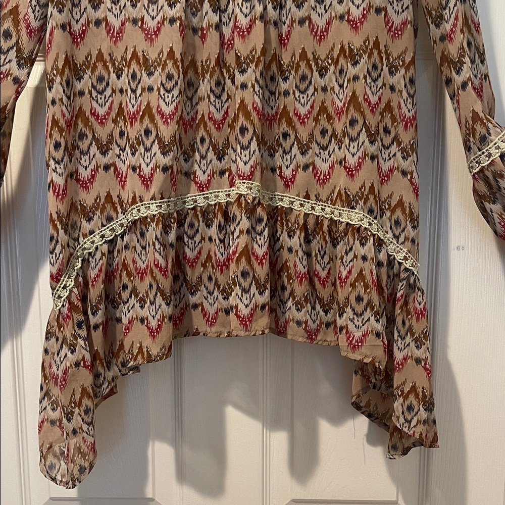 Babydoll Sheer Bell Sleeve Tunic / Beach Cover Up Fairy Boho Garden Flowy Large - Picture 5 of 15